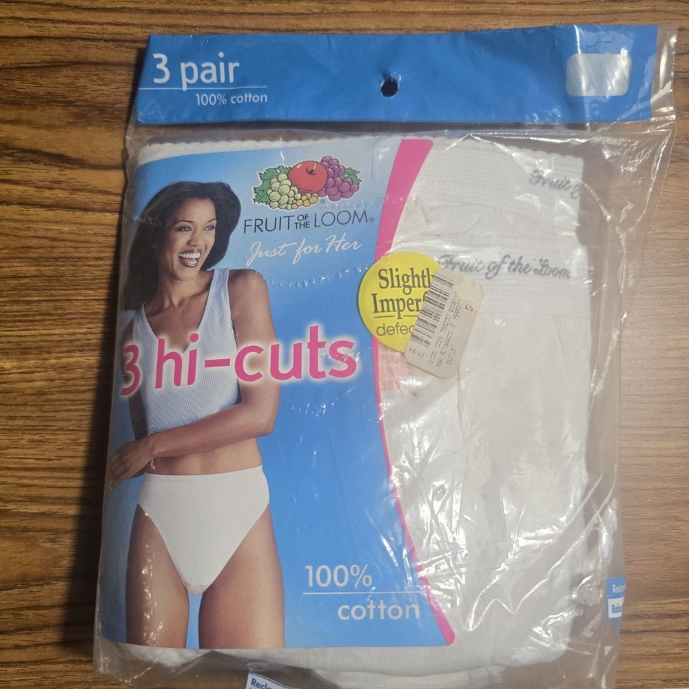 Vintage Y2K Fruit of the Loom Just for Her Hi Cut Panties Sz 8 XL 3PK NOS 2002
